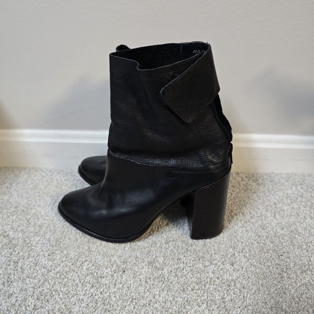 Atelje‎ 71 Madison Black Pebbled Leather Boots 4" Heel Sz 8.5 Made In Brazil